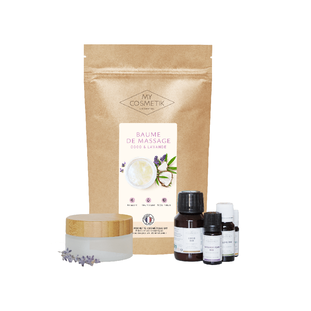 Bolsa cosmética DIY - Receita para bálsamo de massagem relaxante com óleo de lavanda e coco