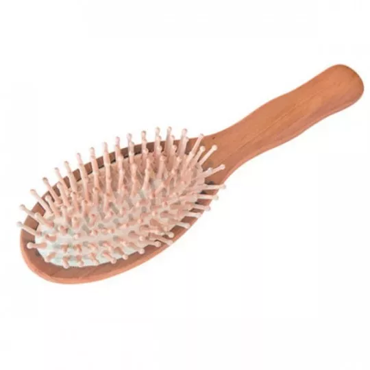 Escova de cabelo com cerdas de madeira